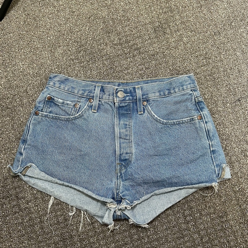 Levis Premium 501 Button-Fly Jean Shorts - Women's 28 - Cut Off Raw Hem